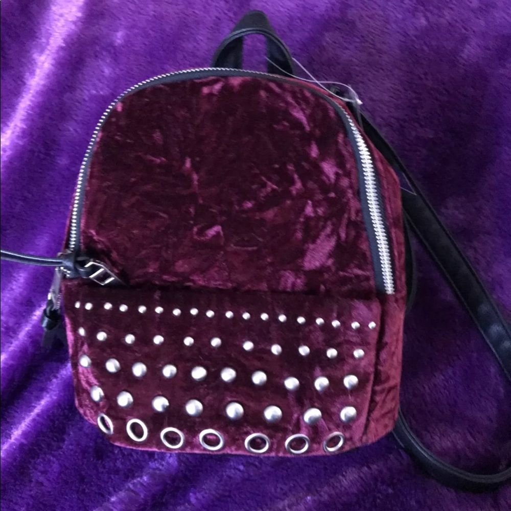 Steve Madden Burgundy Velvet Backpack